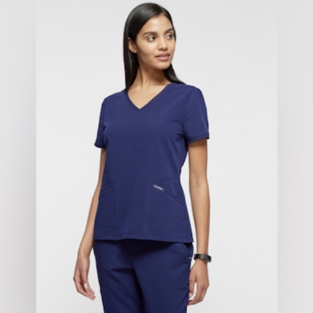 Jaanuu Women’s 3-Pocket Sweetheart Neck Scrub Top Navy XXS